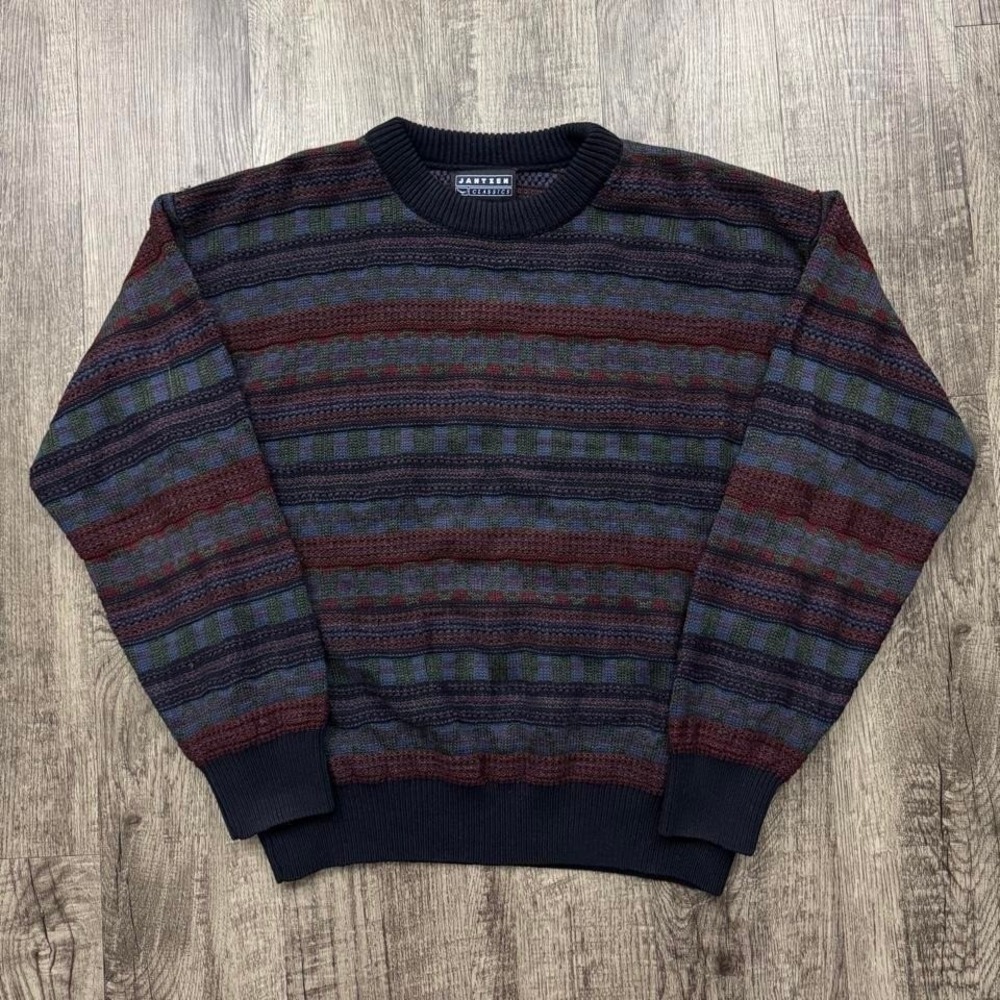 Vintage Jantzen Multicolor Patterned Grandpa Knit Sweater M
